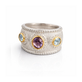 BAGUE TESSA ARGENT AMÉTHYSTE ET TOPAZE BLEUE