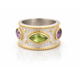 BAGUE BAYA ARGENT PÉRIDOT AMÉTHYSTE