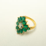 BAGUE FLORENCE ONYX VERT / TOPAZE BLEU