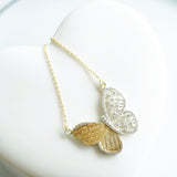COLLIER MARIPOSA ARGENT ET OR