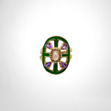 BAGUE MARIA EMAIL VERT / AMÉTHYSTE / QUARTZ ROSE