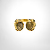 BAGUE TIYA LABRADORITE/ TOURMALINE
