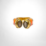 BAGUE INDIRA EMAIL ORANGE/LABRADORITE