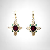 BOUCLES D'OREILLES SPEZIA PIERRE DE LUNE ET GRENAT