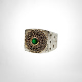 BAGUE CISTUS ARGENT ET ONYX VERT