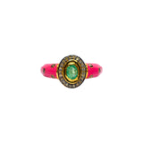 BAGUE NELA EMAIL FUCHSIA EMERAUDE