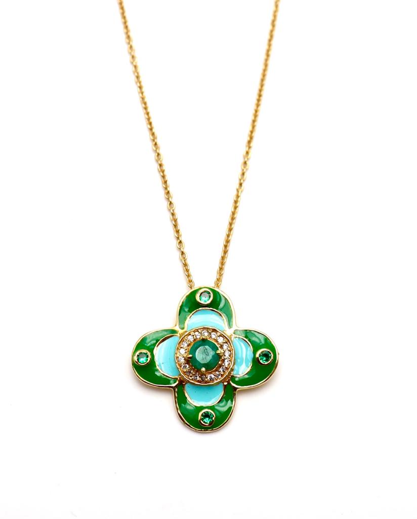 COLLIER GIULIA EMAIL TURQUOISE ÉMERAUDE
