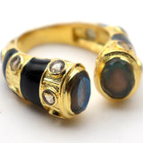 BAGUE INDIRA EMAIL NOIR / LABRADORITE