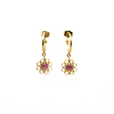 BOUCLES D'OREILLES FLORENCE TOURMALINE ROSE MM