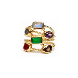 BAGUE AREZZO OR ET MIX DE PIERRES